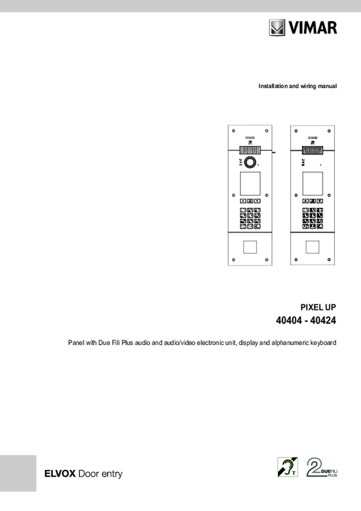 Elvox fabrieksschema Pixel UP audio deurstation tbv cardreader installatie