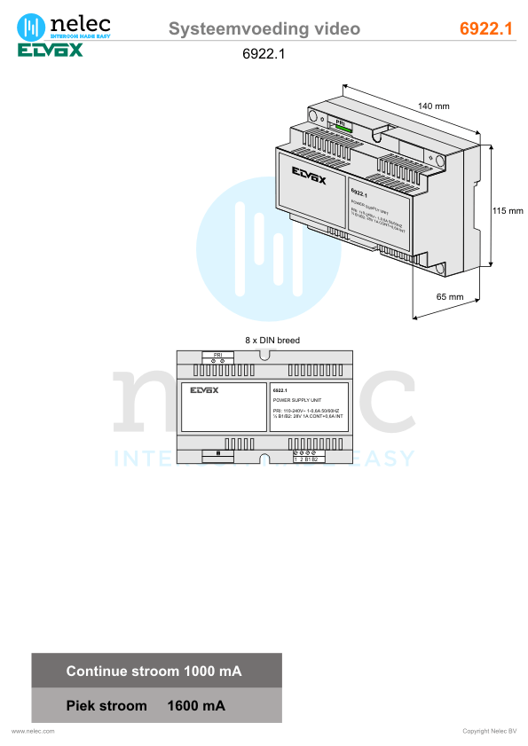 Installatiewijzer schema intercom 6922.1 6922.1 Elvox Installatiewijzer 6922.1 Systeemvoeding video