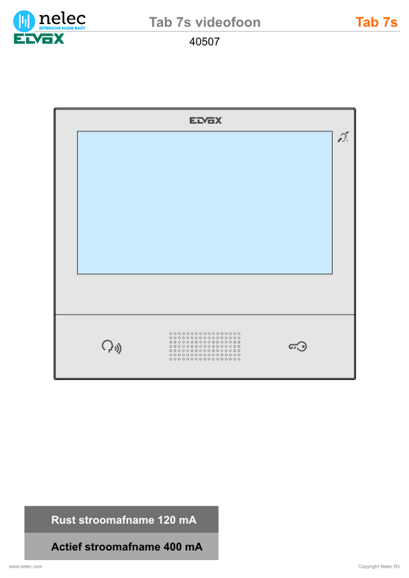 Installatiewijzer schema intercom 40507 40507 videofoon Elvox Installatiewijzer Tab 7s videofoon met Wi-Fi