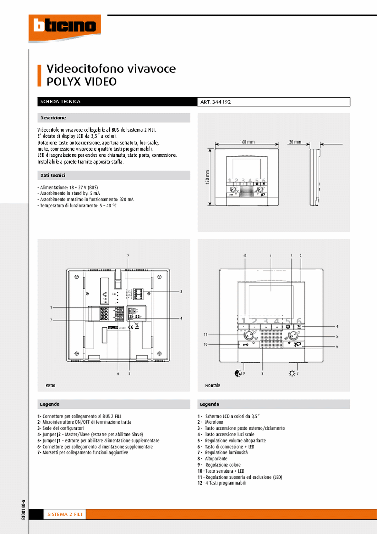 Fabrieksschema M-20 technical sheet Italiaans