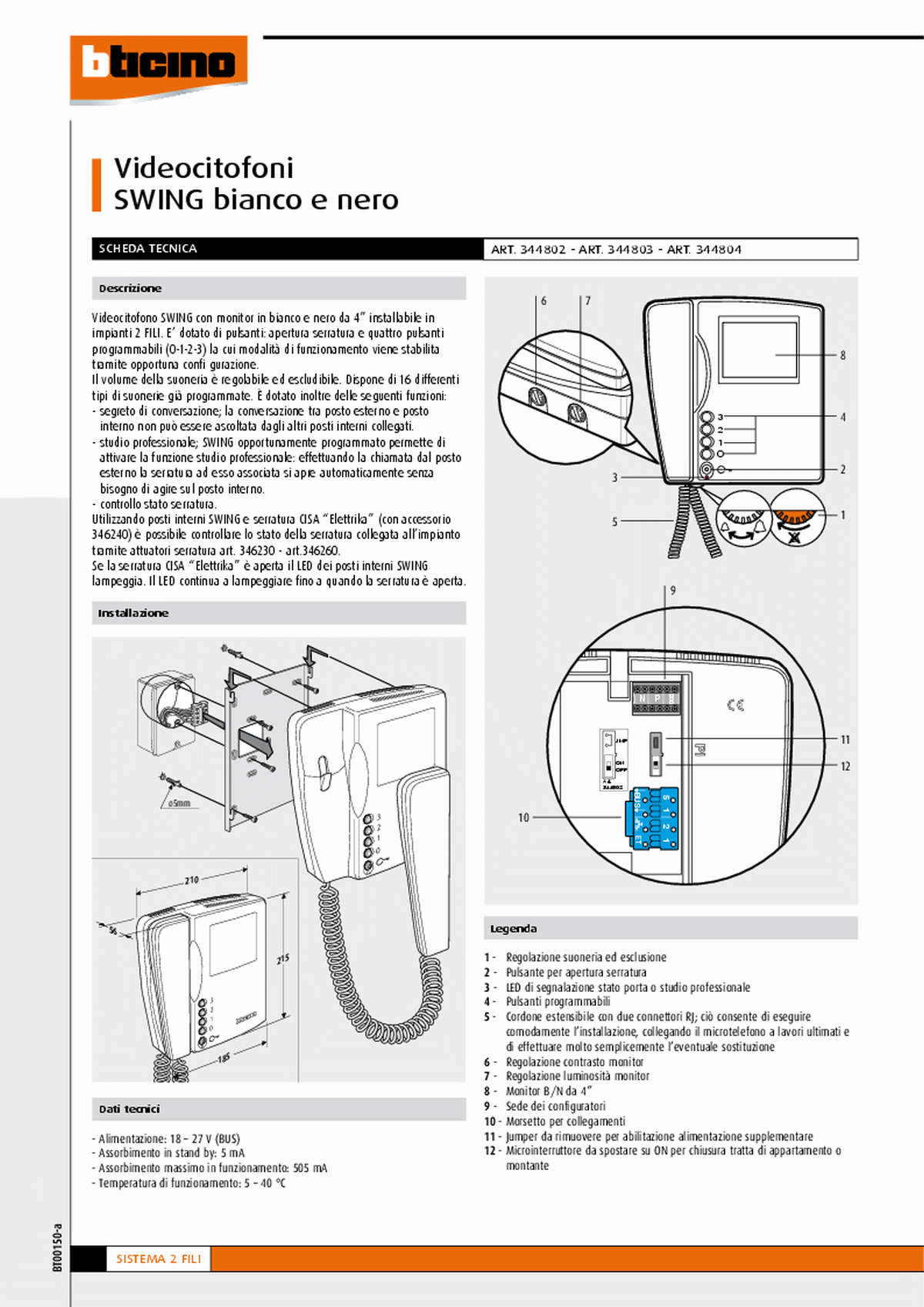 Fabrieksschema M-10X technical sheet Italiaans