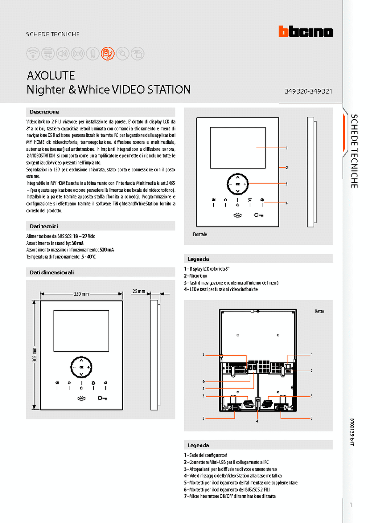 Fabrieksschema M-30 technical sheet Italiaans