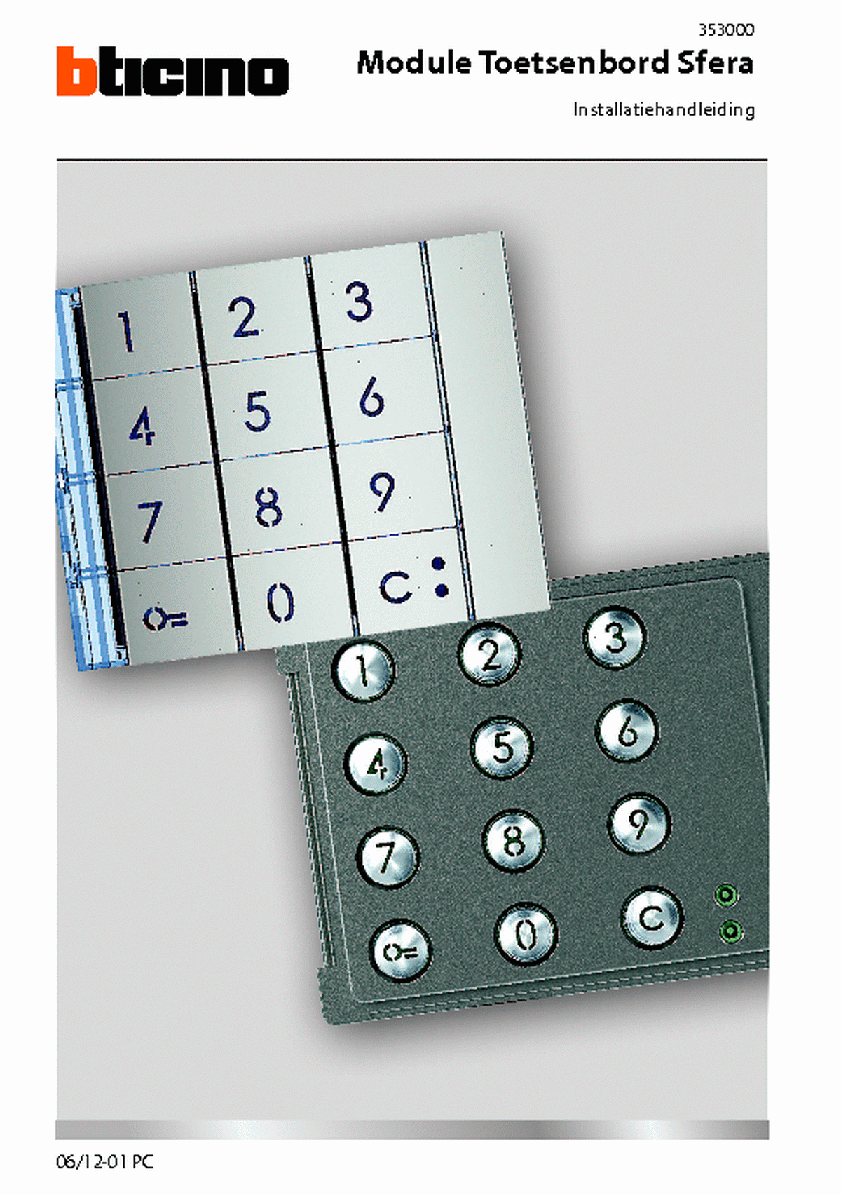 Fabrieksschema keypadmodule en codebediendeel Serie 140 en Serie 160