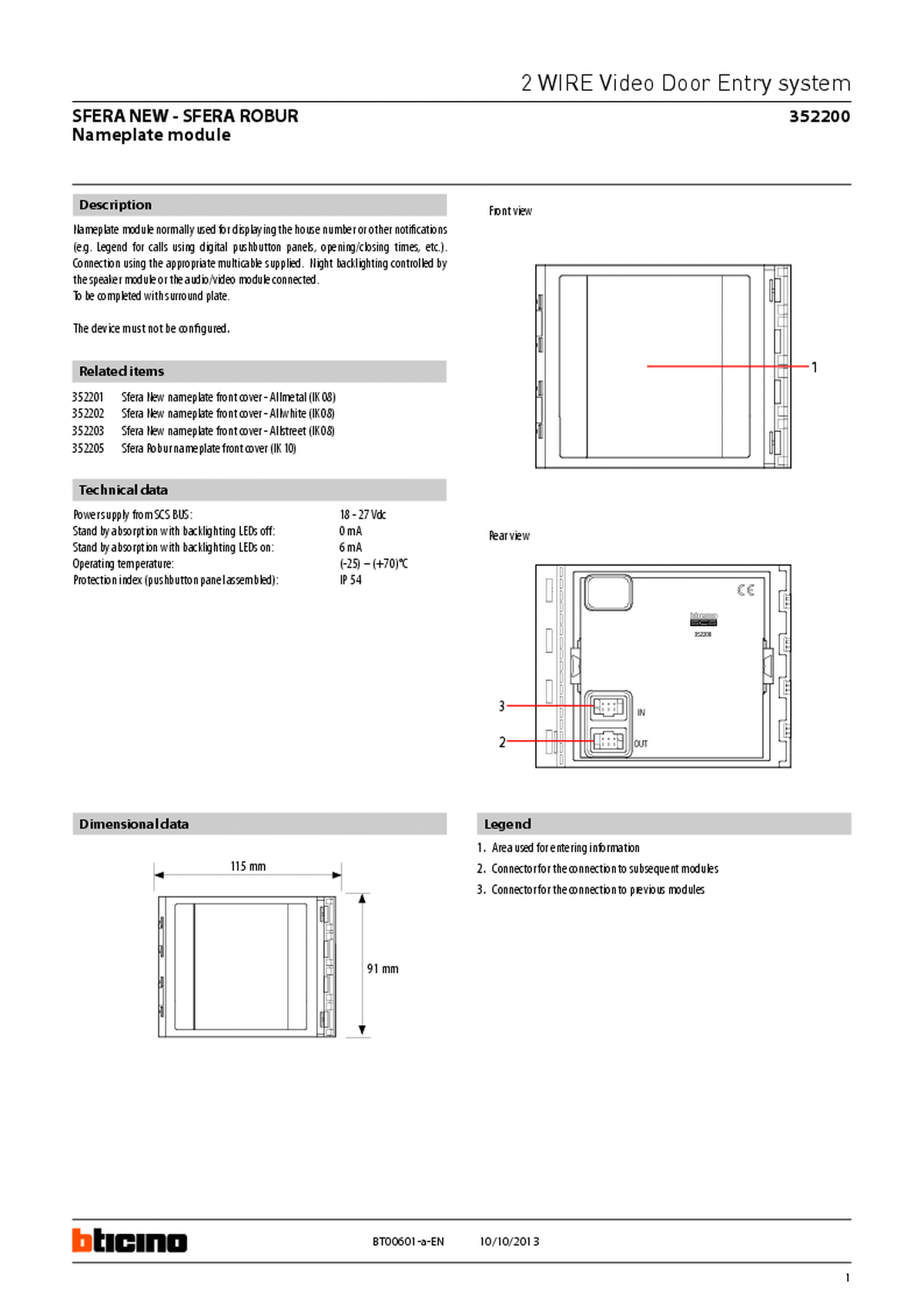 Fabrieksschema infomodule Serie 131