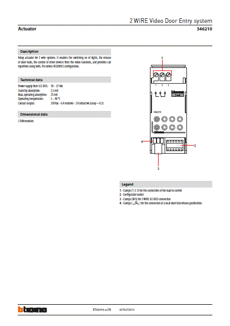 Fabrieksschema BT-Rel technical sheet