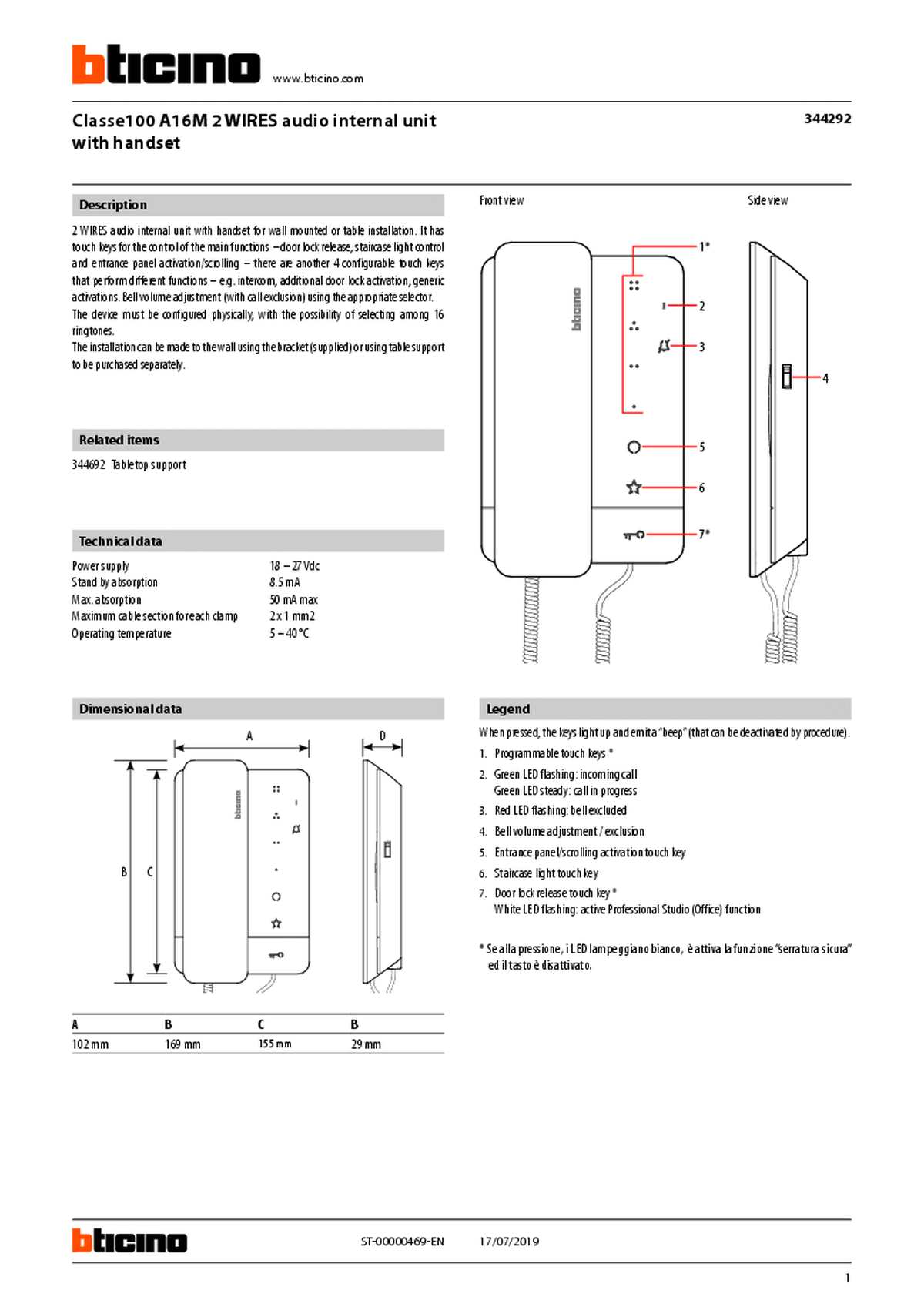 Fabrieksschema T-60 technical sheet