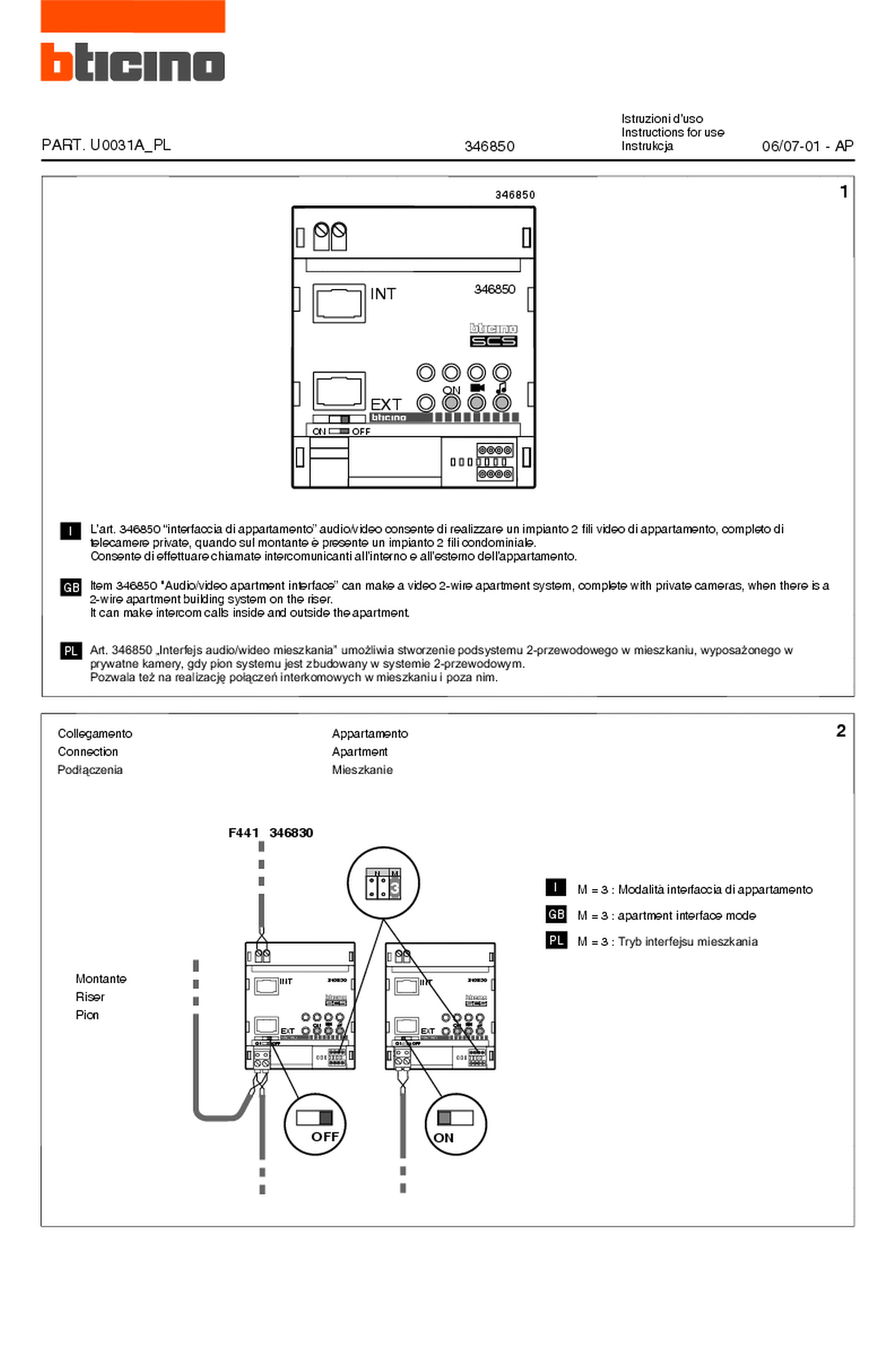Fabrieksschema AUI instruction sheet