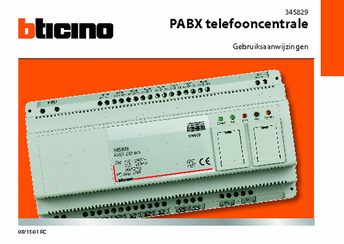 Fabrieksschema PABX-CENT Manual NL