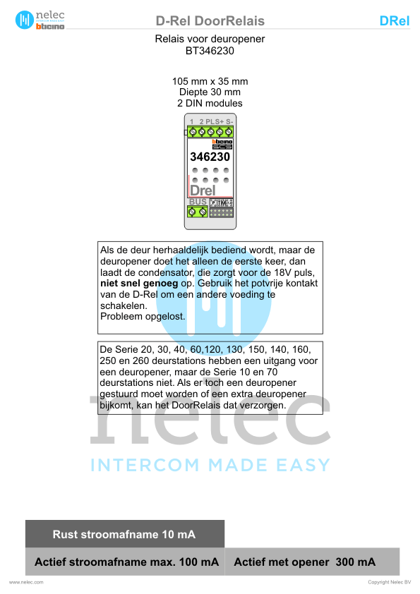 Installatiewijzer schema intercom 346230 D-Rel BTicino Installatiewijzer BTicino intercom D-Rel