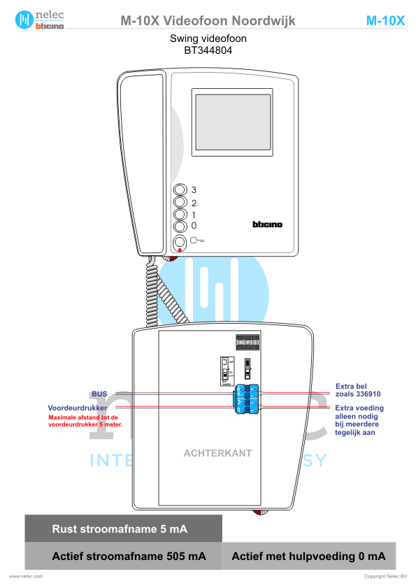Installatiewijzer schema intercom 344804 M-10X videofoon BTicino Installatiewijzer BTicino intercom M-10X videofoon