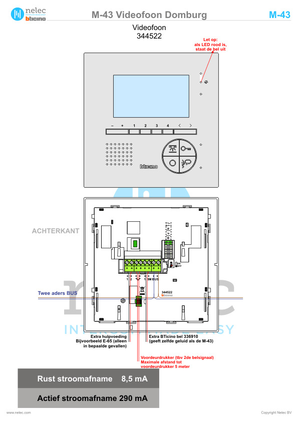 Installatiewijzer BTicino intercom M-43 videofoon
