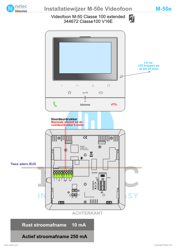 Installatiewijzer schema intercom 344672 M-50e videofoon BTicino Installatiewijzer BTicino intercom M-50e videofoon