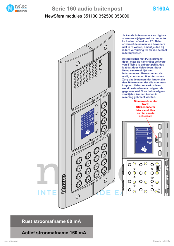 Installatiewijzer BTicino intercom Serie 160A deurstation
