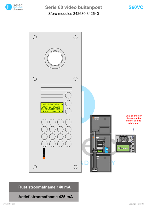 Installatiewijzer BTicino intercom Serie 60VC deurstation