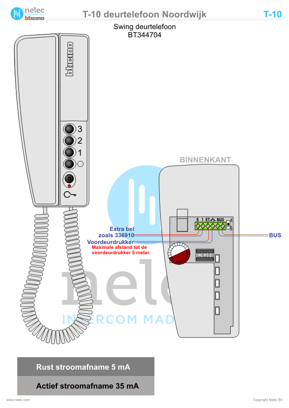 Installatiewijzer BTicino intercom T-10 deurtelefoon