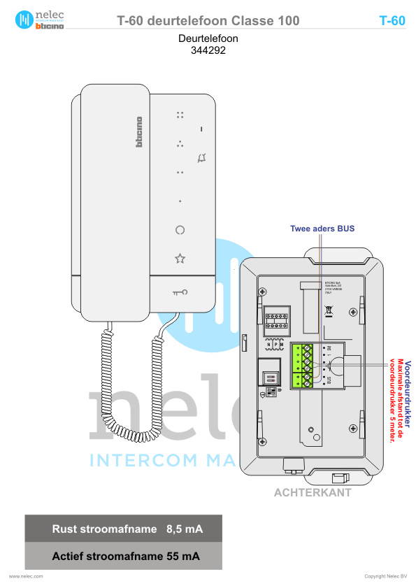 Installatiewijzer BTicino intercom T-60 deurtelefoon