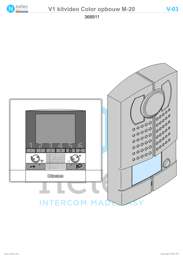 Installatiewijzer BTicino intercom V1 S20VC met M-20